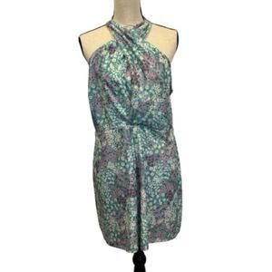 BCBG Paris Floral Crossover Halter Romper Size Large